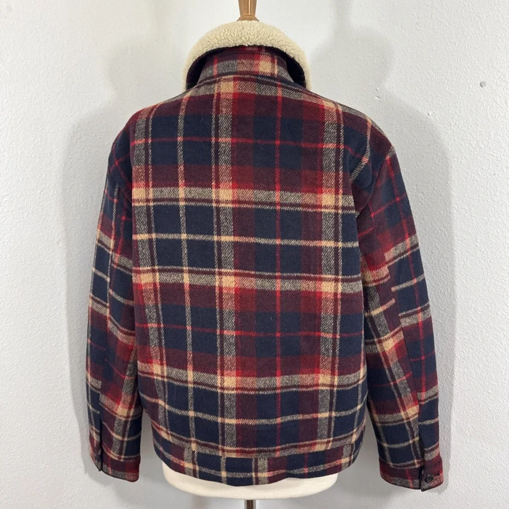 Banana‎ Republic Jacket Men S Plaid Sherpa Collar Flannel Outdoor Lumberjack